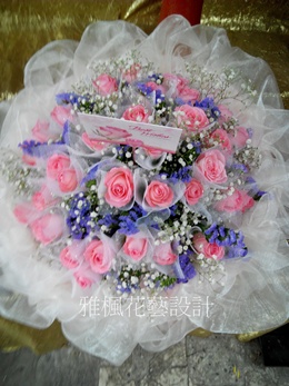 口湖花店,粉色玫瑰花束元長花店
